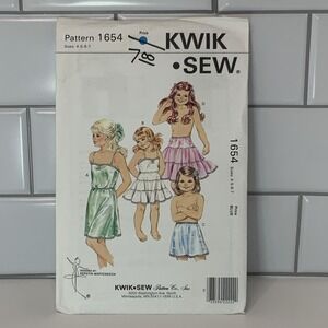 VINATGE KWIK SEW # 1654 CLASSIC GIRLS SLIPS IN FOUR STYLES SIZES 4-7